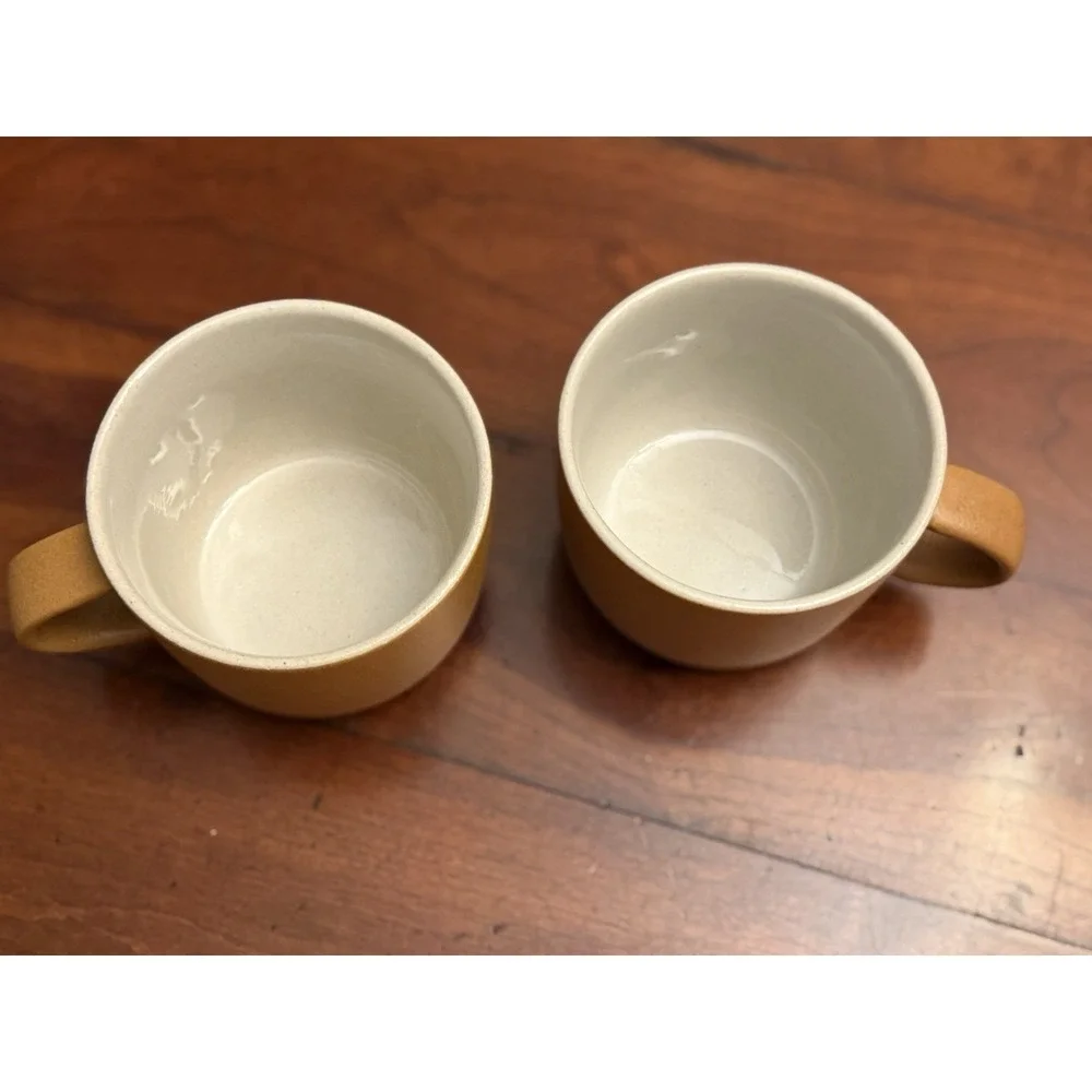 West Elm Kaloh Stoneware Mugs Set of 2 Golden Oak Aaron Probyn Matte